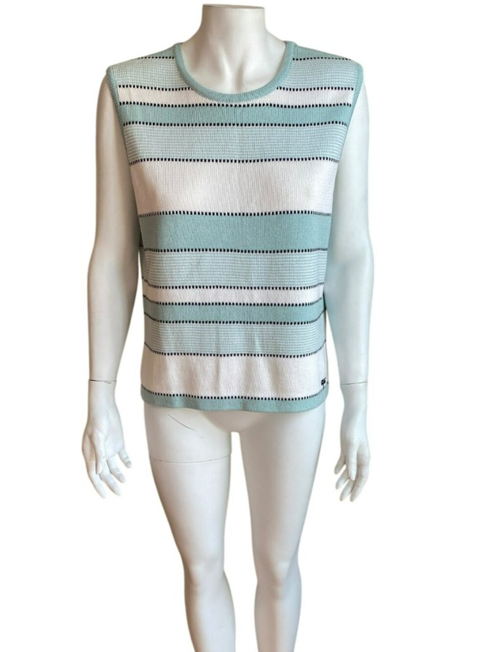 St John Sport Cardigan Knit Sweater Set Aqua Mint Celadon Green Sze Large Medium - Picture 8 of 15